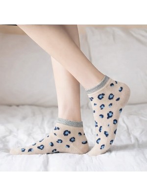 Gigi Giyim Leopar Desenli Kadın Dikişsiz Patik Çorap