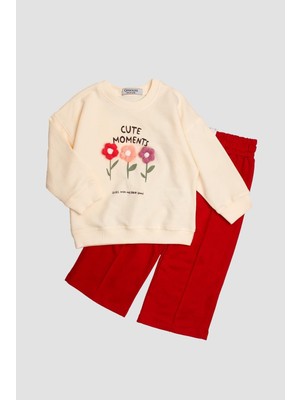 Chicsy Baby Örme Çiçek Detaylı Oversize  Alt Üst Bebek Çocuk Eşorfman Takımı