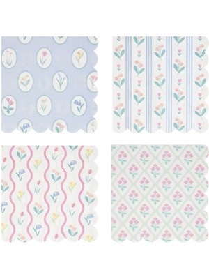 Meri Meri - Bloomsbury Çiçek Desenli Peçeteler - L - 16 Adet