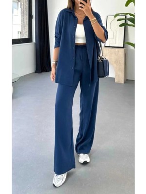 Madame Melek Premium Kumaş Gömlek Pantolon Takım Oversize Salaş Kesim Bol Paça Günlük Şık Kombin