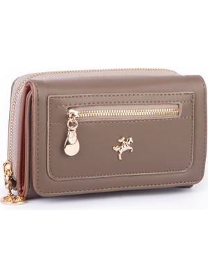  Nas Bag Kadın  Orta Boy Kağıt Demir Para ve Kartlıklı Fonksiyonel Cüzdan Vizon Taba Dona