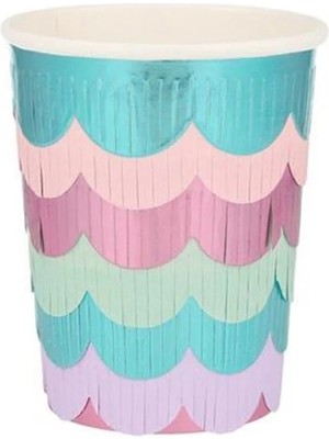 Meri Meri - Mermaid Scalloped Fringe Cups - Deniz Kızı Püsküllü Bardaklar