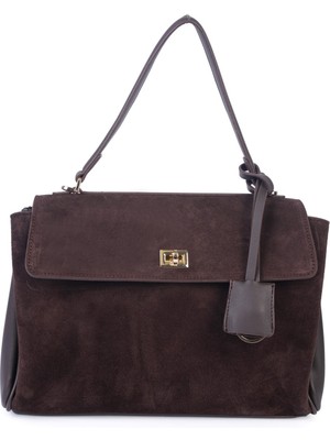 Alessia Bag Nessa Kilit Detaylı Süet Deri Omuz Çantası