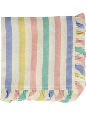 Meri Meri - Multi Stripe Ruffle Napkins - Çok Çizgili Fırfırlı Kumaş Peçeteler - 4'lü