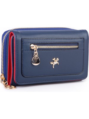  Nas Bag Kadın  Orta Boy Kağıt Demir Para ve Kartlıklı Fonksiyonel Cüzdan Lacivert Kırmızı Dona