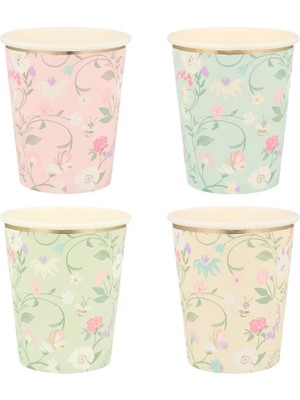 Meri Meri - Ladurée Paris Floral Cups - Ladurée Paris Çiçekli Bardaklar - 8'li