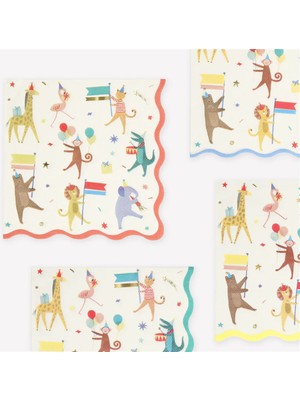Meri Meri - Animal Parade Large Napkins - Hayvanlar Geçit Töreni Peçeteler (16'lı)