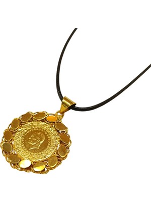 Genel 22K Ayar Çeyrek Altınlı, 14K Altın Pullu Çerçeveli Kolye Hd Videolu