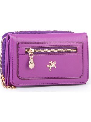  Nas Bag Kadın  Orta Boy Kağıt Demir Para ve Kartlıklı Fonksiyonel Cüzdan Mor Dona