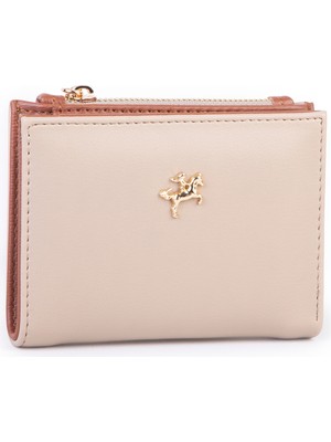 Nas Bag Kadın Ince Küçük Boy Kartlık Kağıt ve Bozuk Para Fonksiyonlu Kum Taba Dona