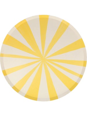 Meri Meri - Yellow Stripe Plates - Sarı Çizgili Tabaklar - L - 8'li