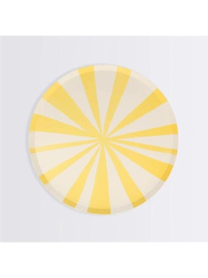 Meri Meri - Yellow Stripe Plates - Sarı Çizgili Tabaklar - S - 8'li
