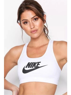 Nike Swoosh Dri-Fit Futura Bra Beyaz Kadın Sporcu Sütyeni