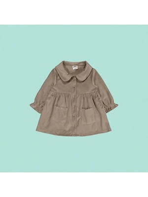 Civil Baby Trend Gömlek Elbise Uzun Kol 12-18 Ay Özel Olaylar İçin Bej Renkli Silüet
