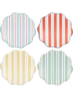 Meri Meri - Çizgili Tabaklar - L - 8 Adet