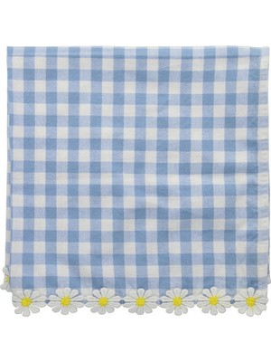 Meri Meri - Daisy Edge Gingham Napkins - Papatya Detaylı Pötikare Kumaş Peçeteler - 4'lü
