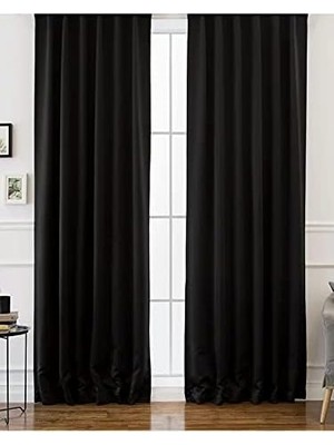 Leaf Shop Home Karartma Blackout Pilesiz Tek Kanat Fon Perde Siyah 140 x 250 cm