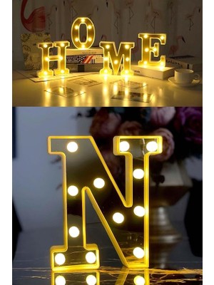 Leaf Shop Gitti Dekoratif LED Işıklı 3D N Harfi Büyük Boy Organizasyon Doğum Günü Kutlama (N)