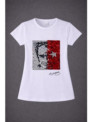 Dıgıl Kids Atatürk ve Türk Bayrağı Motifli Kız Çocuk T-Shirt