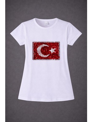 Dıgıl Kids Atatürk ve Türk Bayrağı Motifli Kız Çocuk T-Shirt