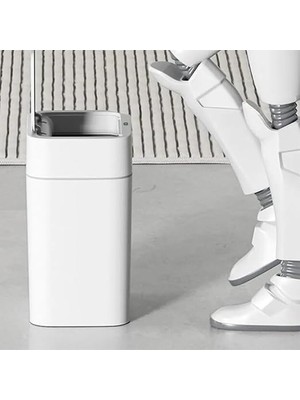 Leaf Shop Me-06 Hareket Sensörlü 9lt Sessiz Banyo Mutfak Çöp Kovası Beyaz