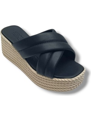 Efsun 3010-26 Cilt Çapraz Bant Anatomik Dolgu Topuk Kadın Terlik