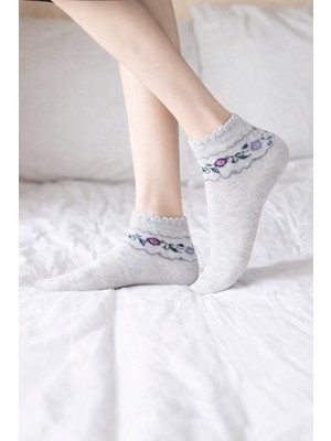 Gigi Giyim Çiçek Desenli Patik Dikişsiz Kadın Çorap