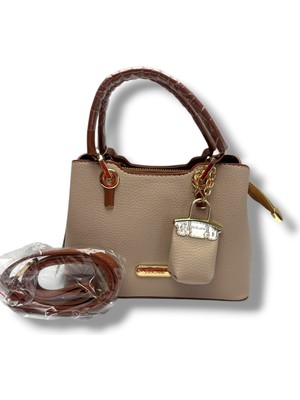 Janussi 2019-26 Baskı Deri Maskotlu El ve Omuz Askılı Kadın Çanta