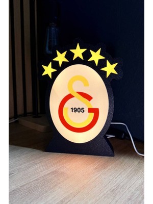 MEKTrend Galatasaray 5 Yıldız Tasarımlı Dekoratif Aydınlatma (24X18CM)