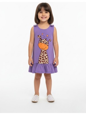 New Kids Baskılı Fırfırlı Fiyonklu Kız Çocuk Elbise