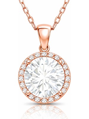 Aya Diamond Gümüş Rose Yuvarlak Montür Kadın Kolye