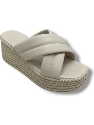 Efsun 3010-26 Cilt Çapraz Bant Anatomik Dolgu Topuk Kadın Terlik