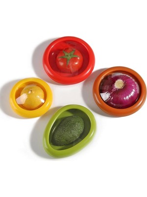 Leaf Shop Nabunaga 4 Parça Gıda ve Meyve Saklama Kabı Avokado Koruyucu ve Domates, Limon Saklama Kabı