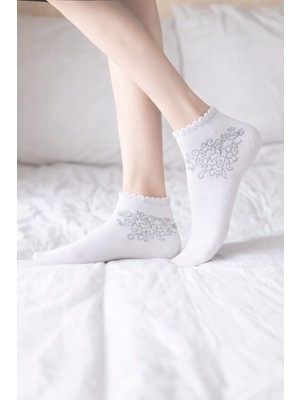 Gigi Giyim Çiçek Desenli Patik Dikişsiz Kadın Çorap