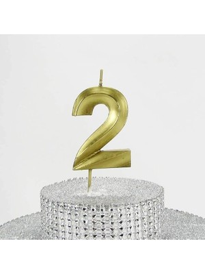 Leaf Shop Vitrini 2 Iki Rakamlı Gold (Altın) Mum 6.5 cm