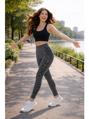 Miorre Yüksek Bel Desenli Spor Seamless Tayt