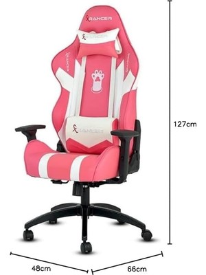 Leaf Shop Cross Serisi Profesyonel Oyuncu Koltuğu, Ergonomik Tasarım, 180 Derece Ayarlanabilir Sırt Açısı, Kaliteli Sünger, 130KG Taşıma Kapasiteli Oyuncu Sandalyesi (Pembe)