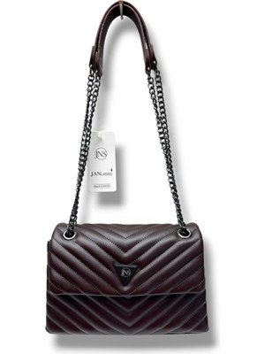 Janussi 2004-26 Deri Kabartma Dikişli Omuz Askılı Kadın Çanta