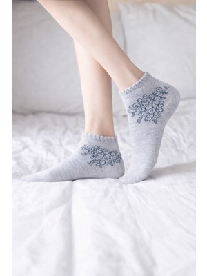 Gigi Giyim Çiçek Desenli Patik Dikişsiz Kadın Çorap