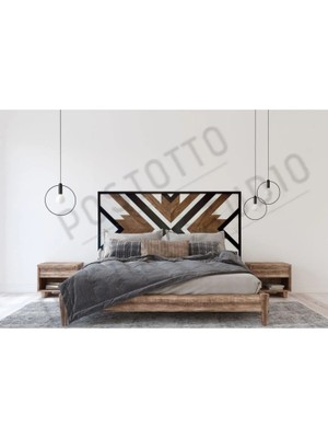 Postotto Bohemian Çift Kişilik Ahşap Yatak/ Baza Başlığı