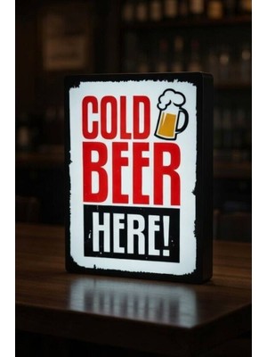 MEKTrend Cold Beer Here! Tasarımlı Dekoratif Aydınlatma (24X17CM)
