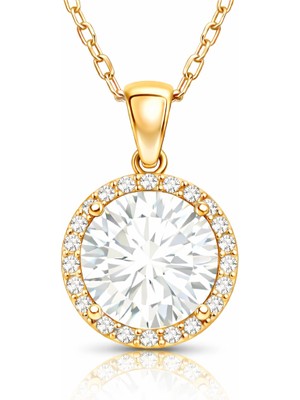 Aya Diamond Gümüş Gold Yuvarlak Montür Kadın Kolye
