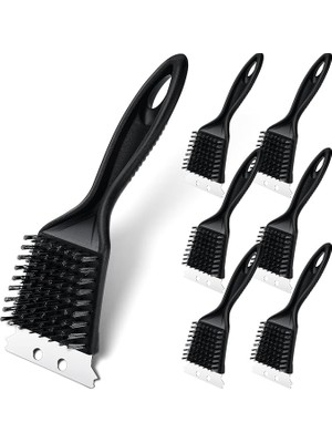 Leaf Shop 6 Adet 8 Inç Izgara Fırçası Hurda Siyah Izgara Fırçalama Fırçası Paslanmaz Çelik Tel Izgara Temizleyici Fırça Barbekü Temizleyici Aksesuarları Kapalı Açık Izgara Kaldırmak Yağ Yanmış Gıda
