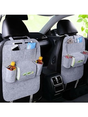 Leaf Shop Araç Koltuk Arkası Eşya Düzenleyici Keçe Araba Içi Oto Çanta Organizer 2li (Gri)