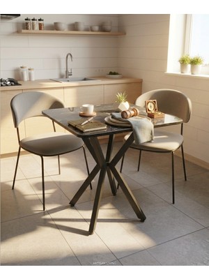 Sofex Mutfak Cafe Balkon Bahçe Restoran Yemek Masası 70X70 Metal Ayak 1.kalite