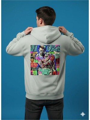 Lenithra Pop Art Muhammed Ali Sırt Baskılı Unisex Oversize Hoodie