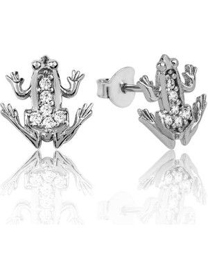 Aya Diamond Gümüş Kurbağa Çivili Küpe