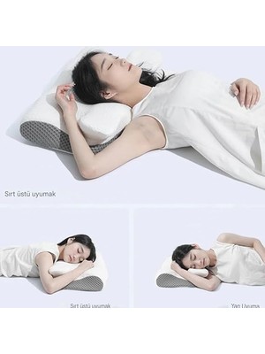 Leaf Shop Desteği Için Ultra Fıtık Ağrı Giderici Soğutma Yastığı, Ayarlanabilir Servikal Yastık Rahat Uyku, Icin Ergonomik Konforlu Hafızalı Köpük Yastıklar Kırışık Giderici (Beyaz Gri)