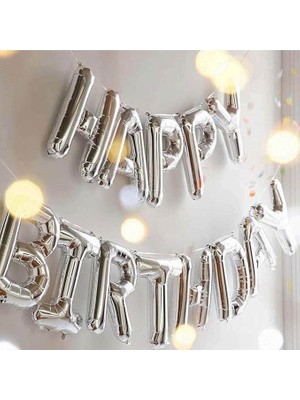 Leaf Shop Birthday Folyo Balon (Gümüş Düz Yazı)