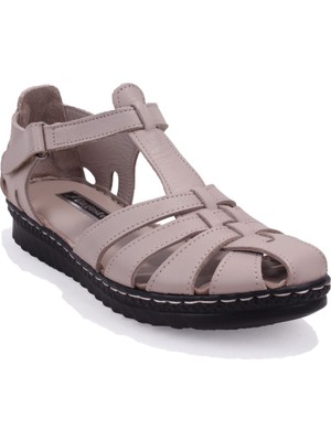 Dagoster DZA07-997A88 Bej Günlük Ortopedik Deri Kadın Sandalet